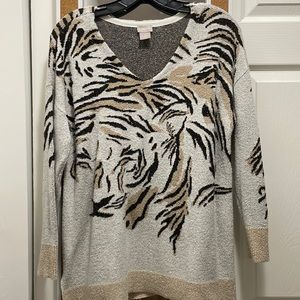Chicos animal print sweater, size 1P